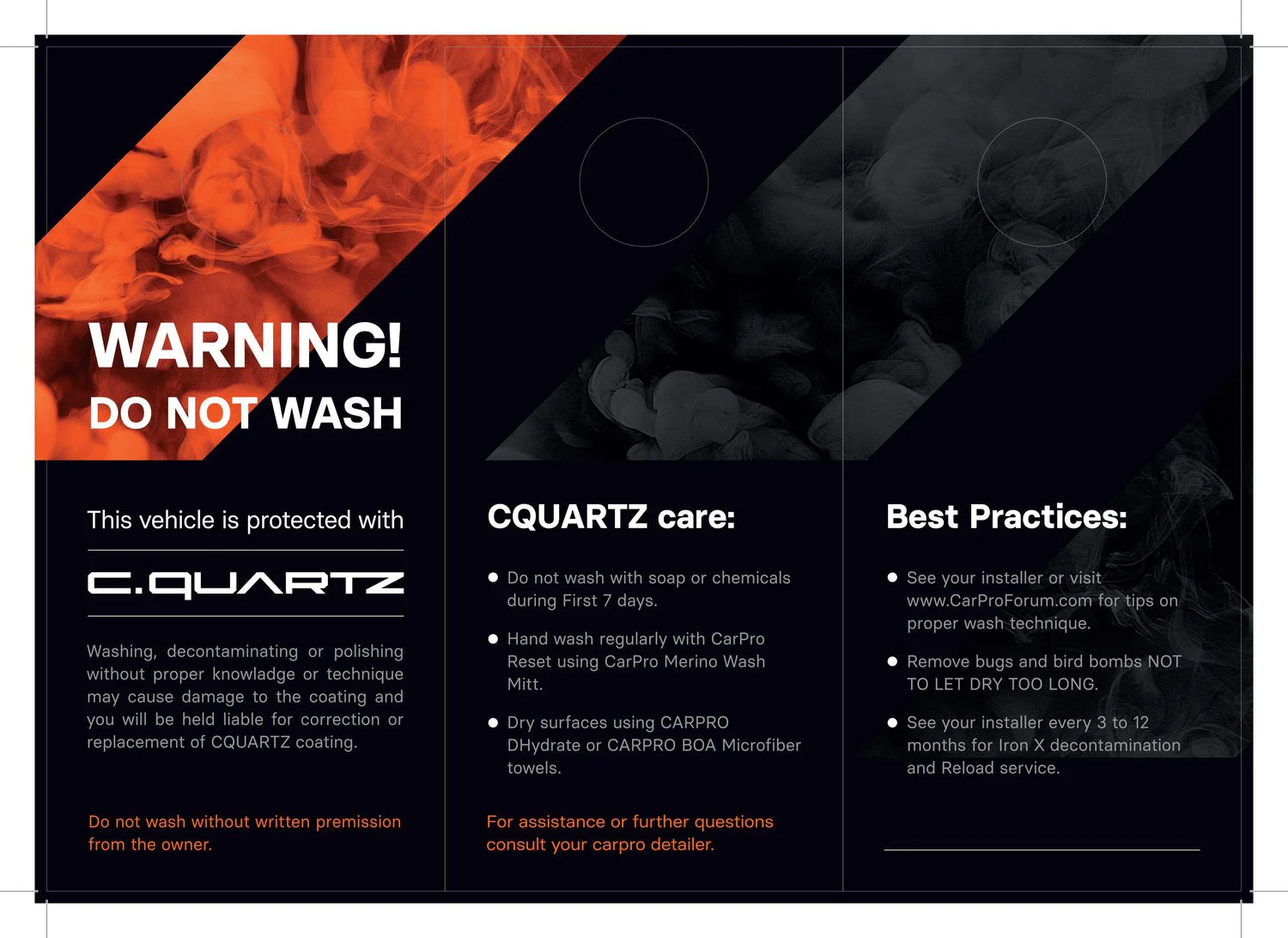 CARPRO Do Not Wash Hanger Brochure