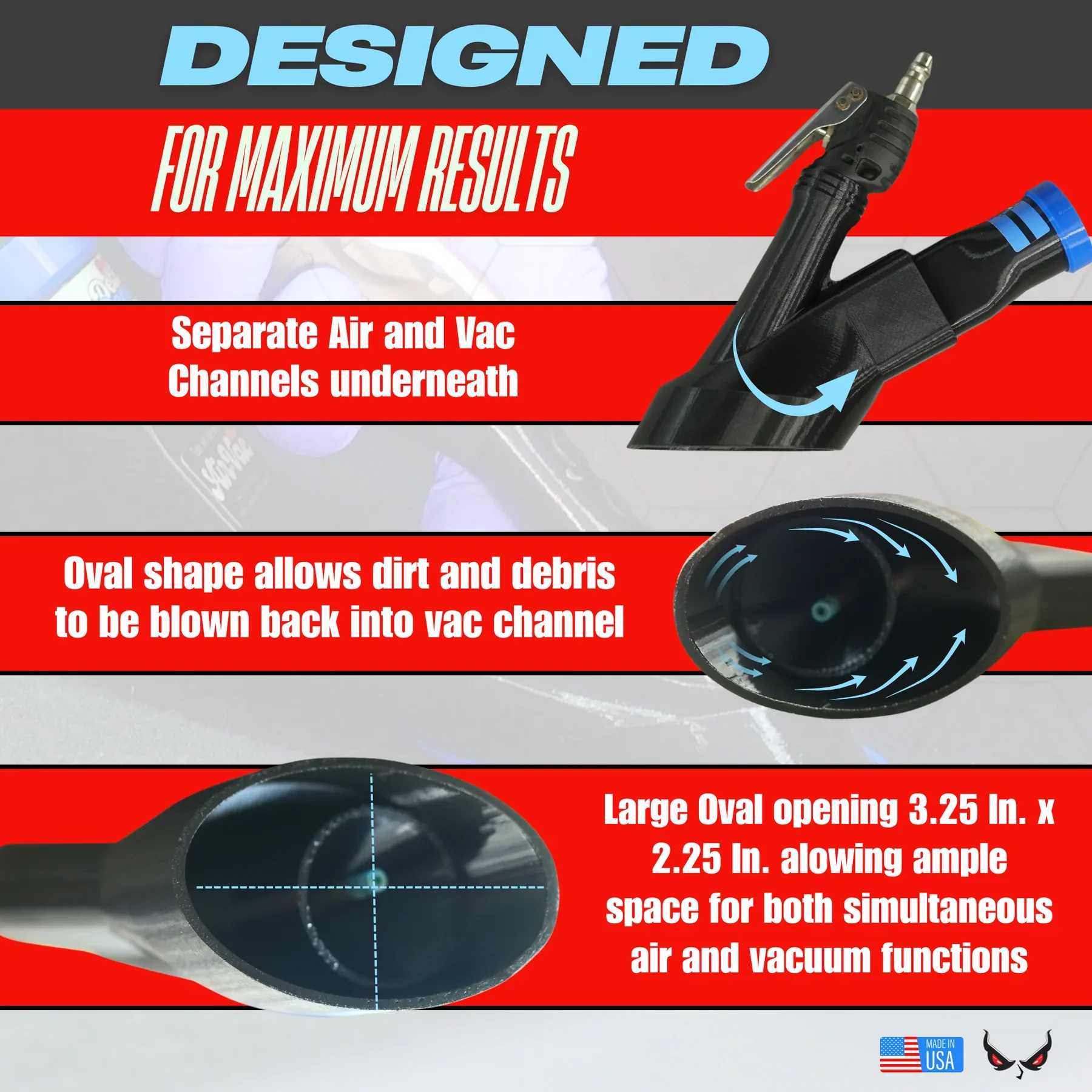 Detail Demon Crevice Air+Vac Oval Attachment for Tornador Mini Z-007 DD-CVAV-O-007 - Image 4