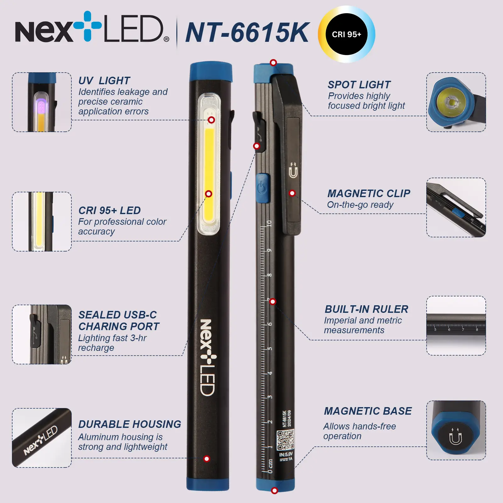 NextLED Professional, 3-in-1, Auto Detailing Pen Work Light NT-6615K - Image 4