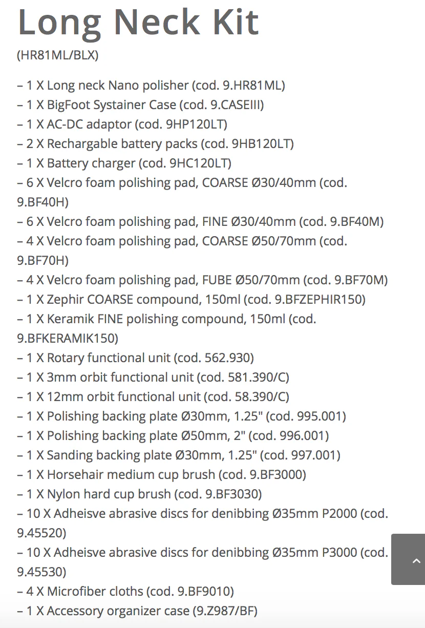 Rupes Bigfoot Nano iBrid L-DLX Long Neck Kit HR81ML - Image 4